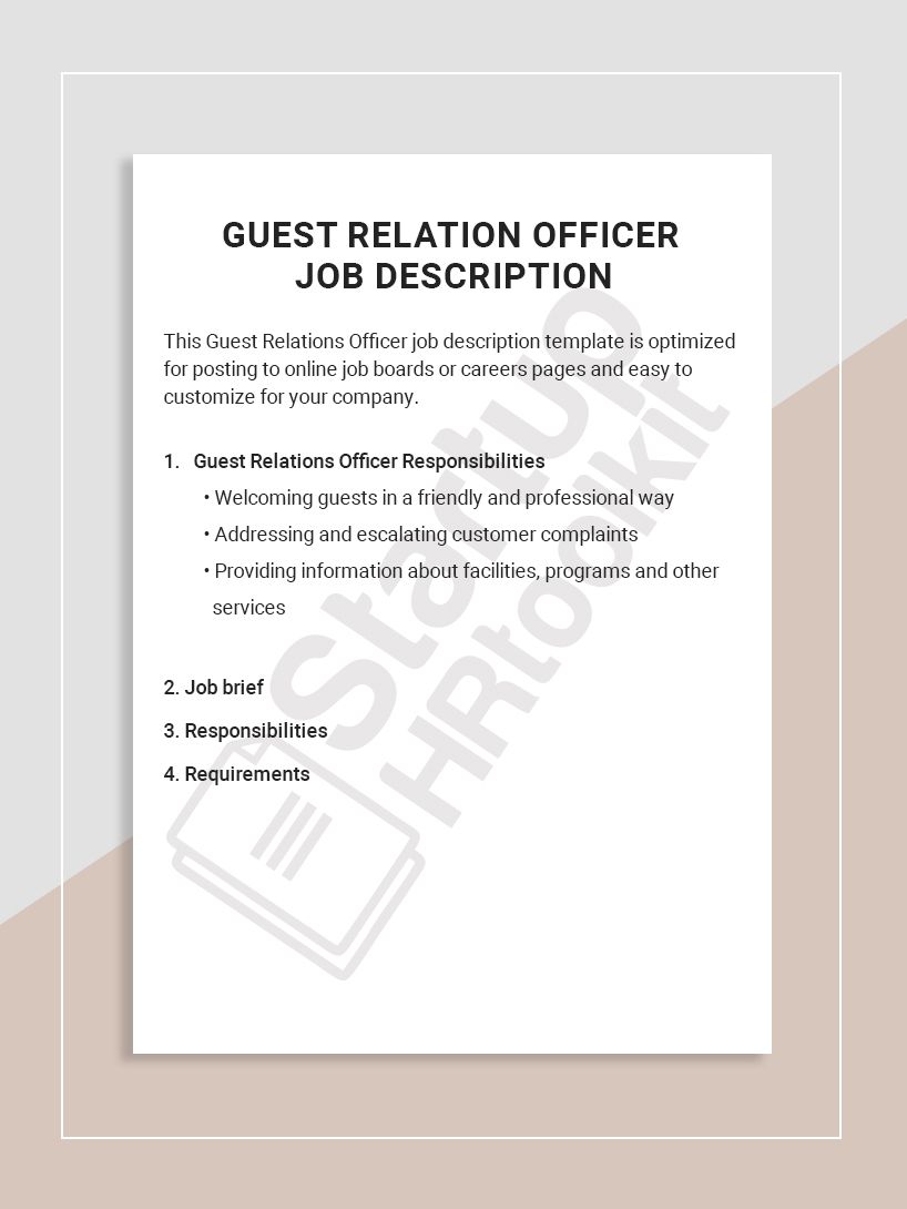 guest relation officer job description job description templates on guest relation officer job description