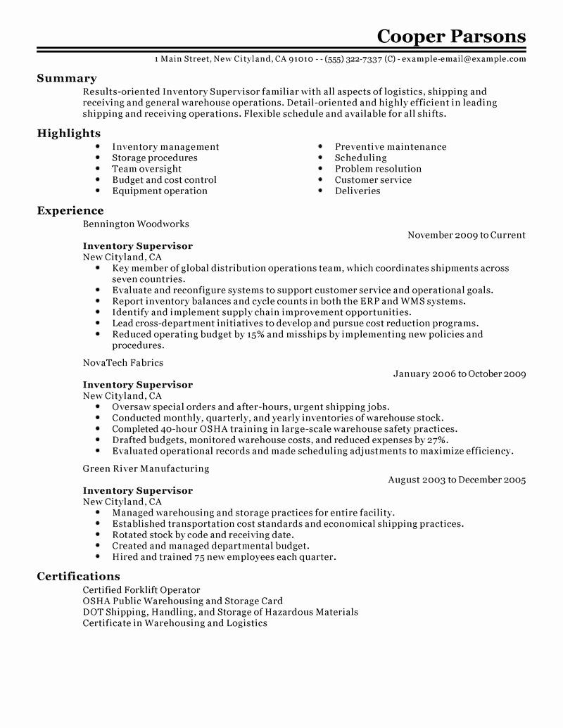 shipping and receiving forklift resume on stock job description resume fresh best inventory supervisor resume example resume job resume manager resume