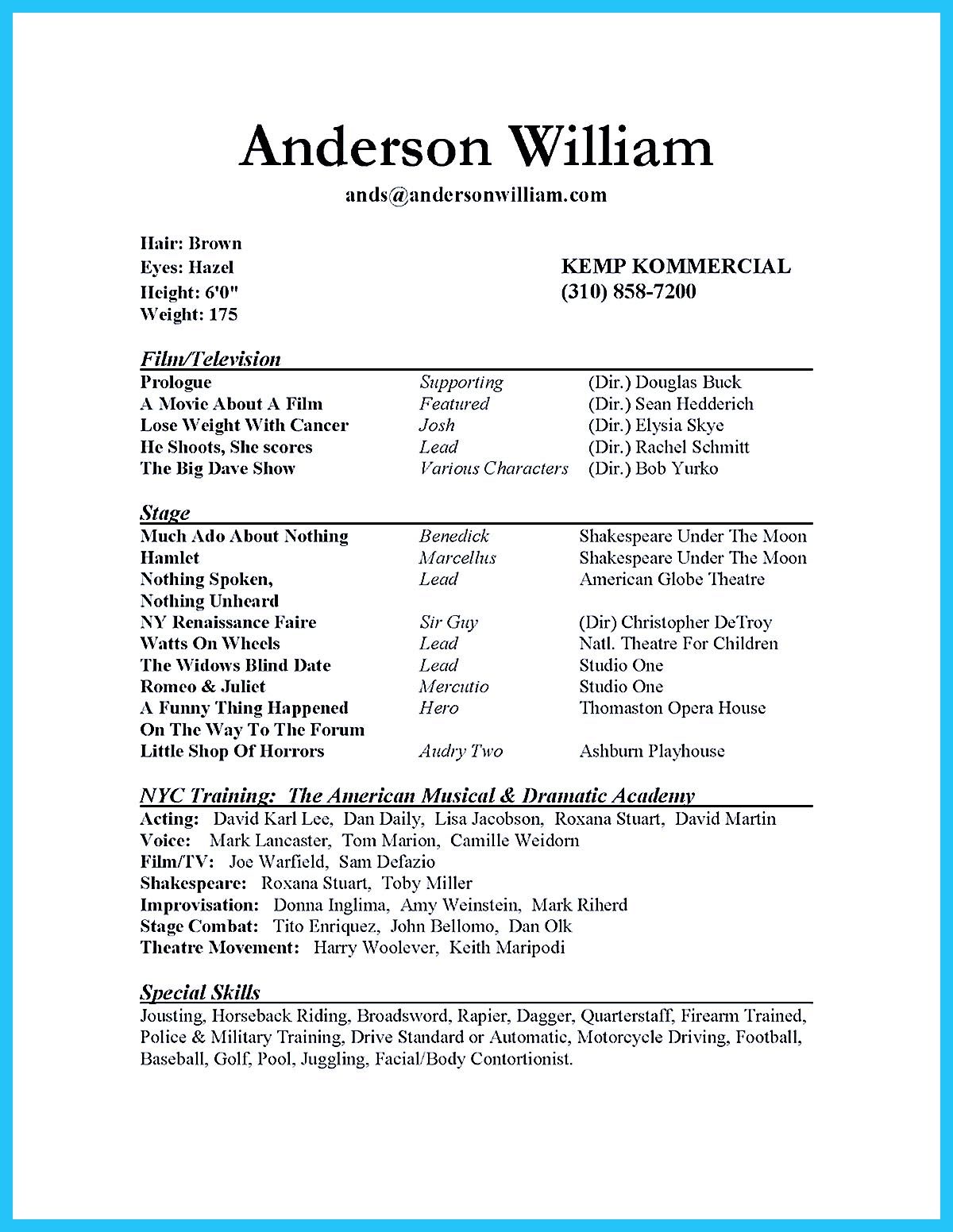 outstanding acting resume sample to get job soon sample acting resume on outstanding acting resume sample to get job soon