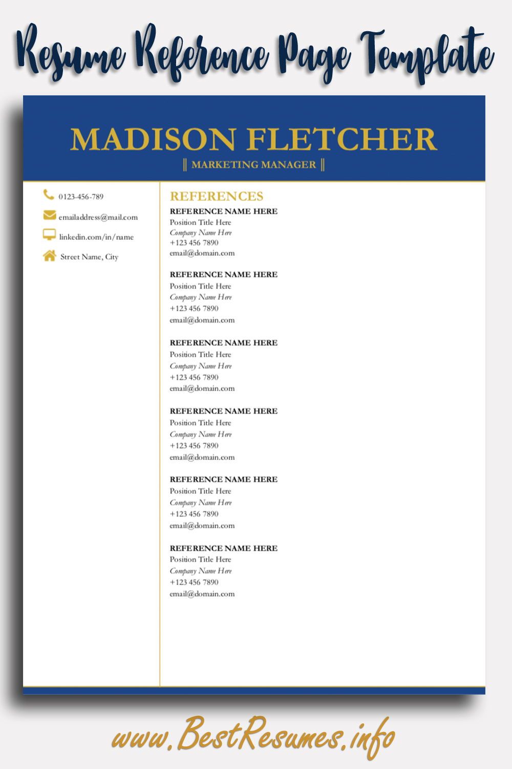 reference page for resume on pin on resume reference page template