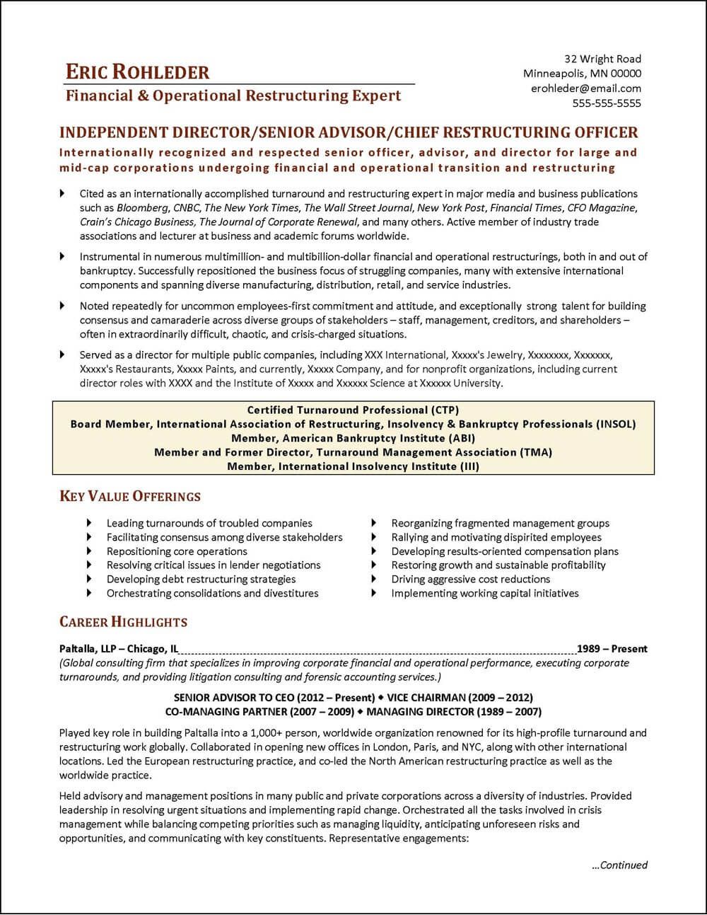 financial advisor sample resume on an executive resume written for a chief restructuring officer recognized and respected internationally as resume examples good resume examples executive resume
