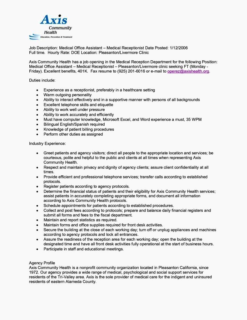 front desk receptionist duties on front desk associate resume best of doctors fice front desk associate resume in 2020 resume medical receptionist job opening