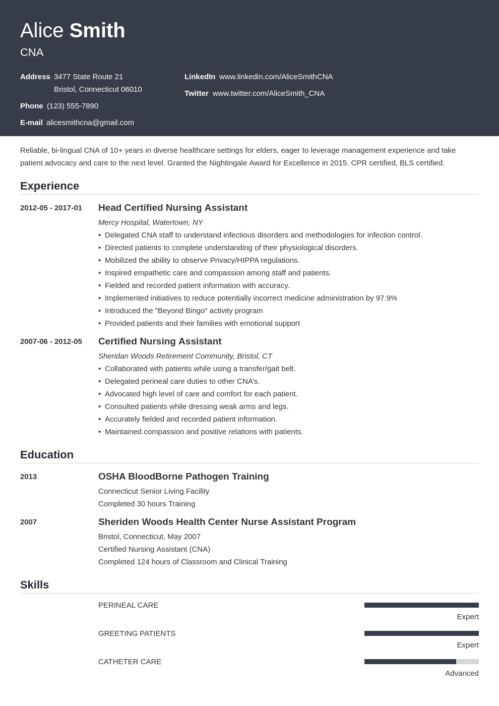 cna resume examples on pin on resume examples