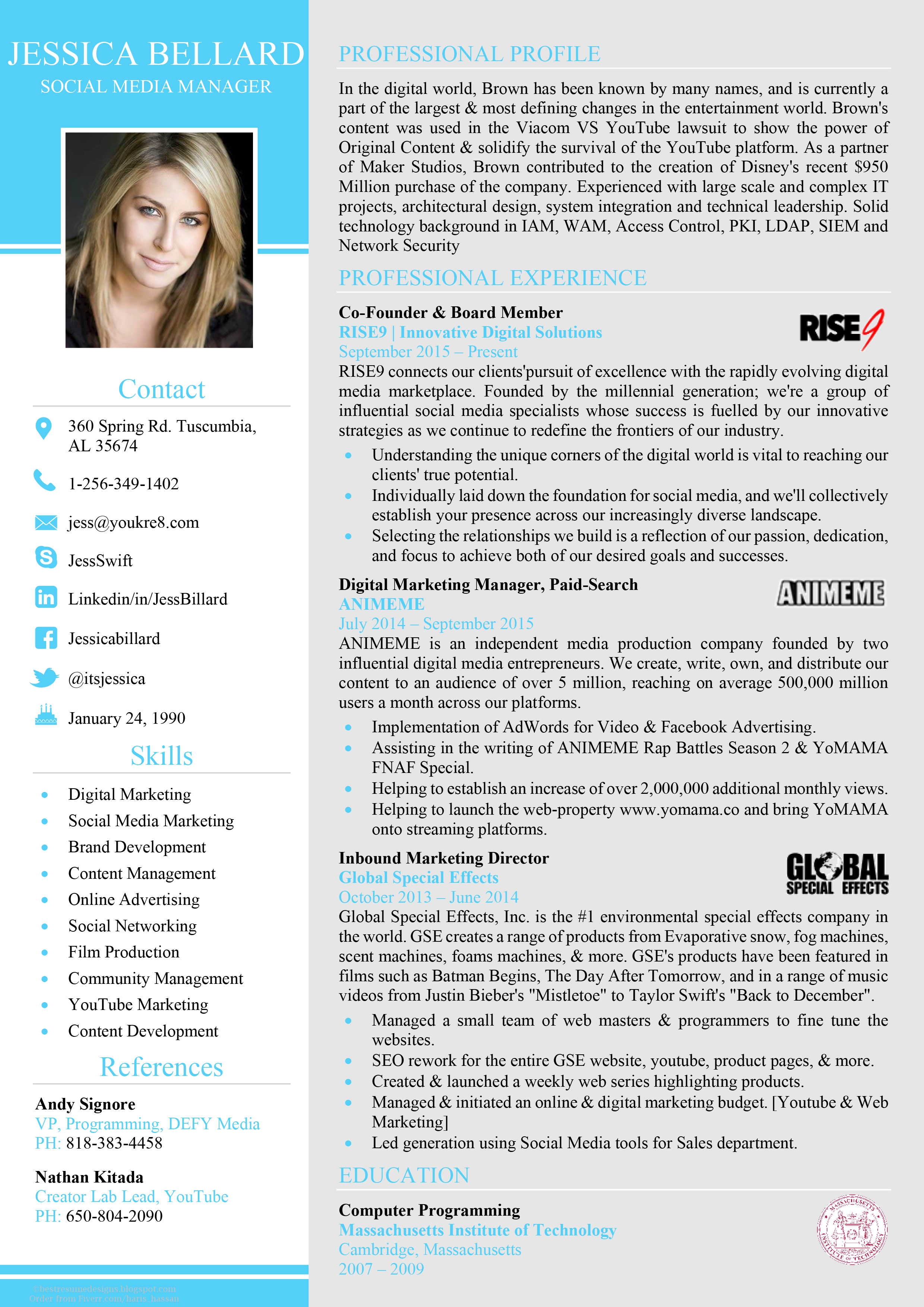 resume for social media marketing on cv design no 9 cv design resume design cv examples