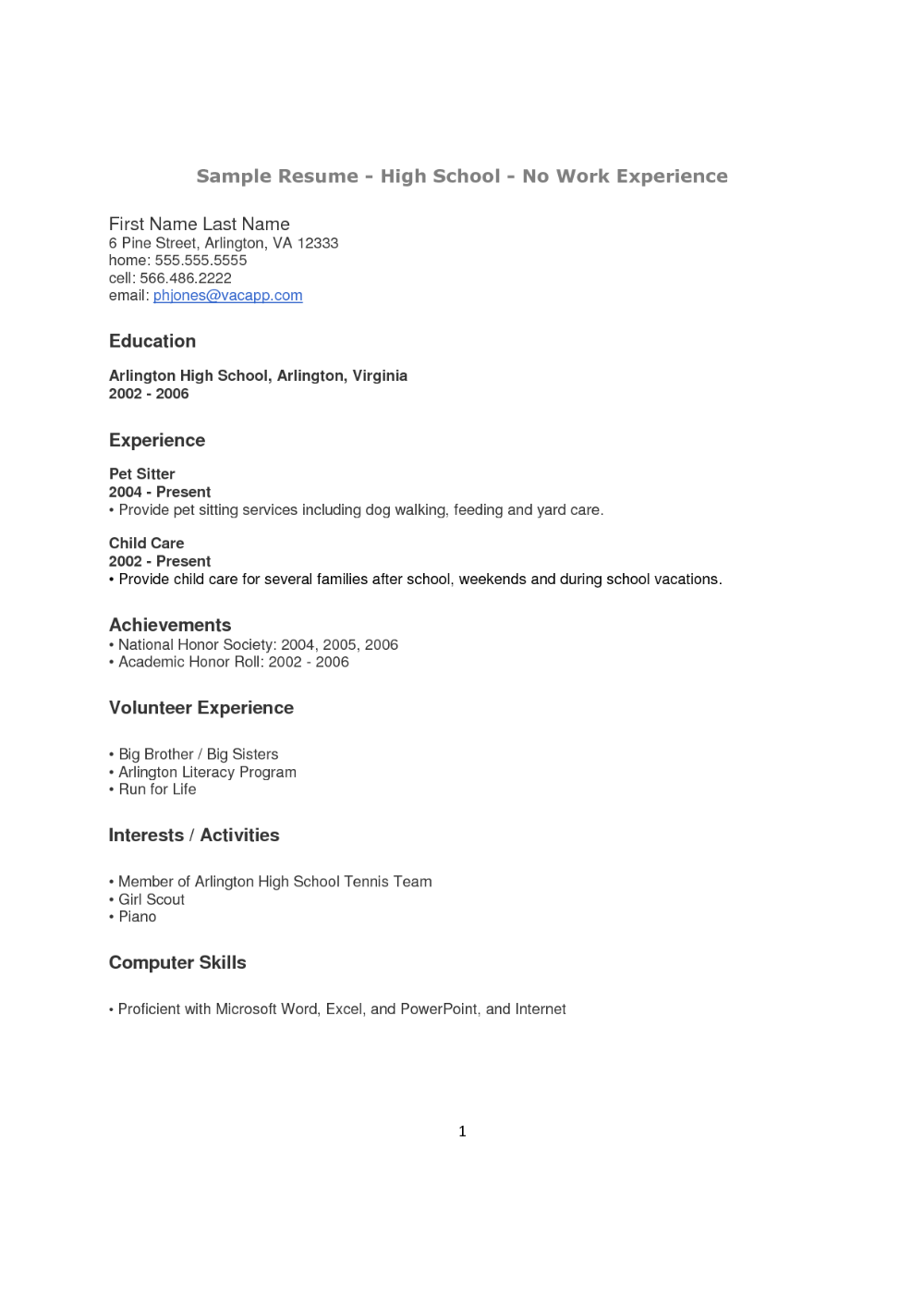 resume builder for first job on resume templates no experience high school 2 templates example