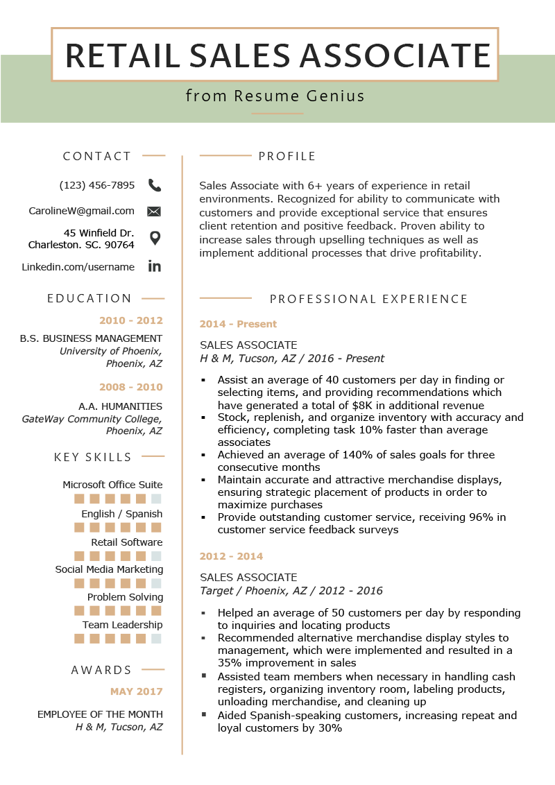 retail sales resume skills on pin on resume