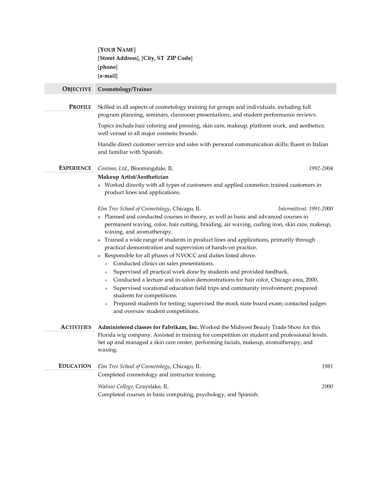 hairdresser skills for a resume on cosmetology resume skills example free resume templates student resume template resume skills esthetician resume
