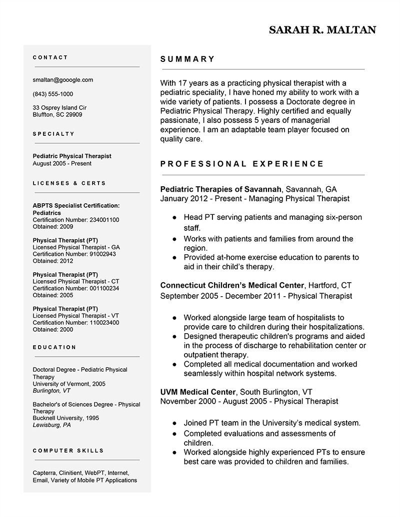 pediatric occupational therapist resume on resume example 7 easy ways to improve your physical therapist resume pediatric physical therapy physical therapy resume