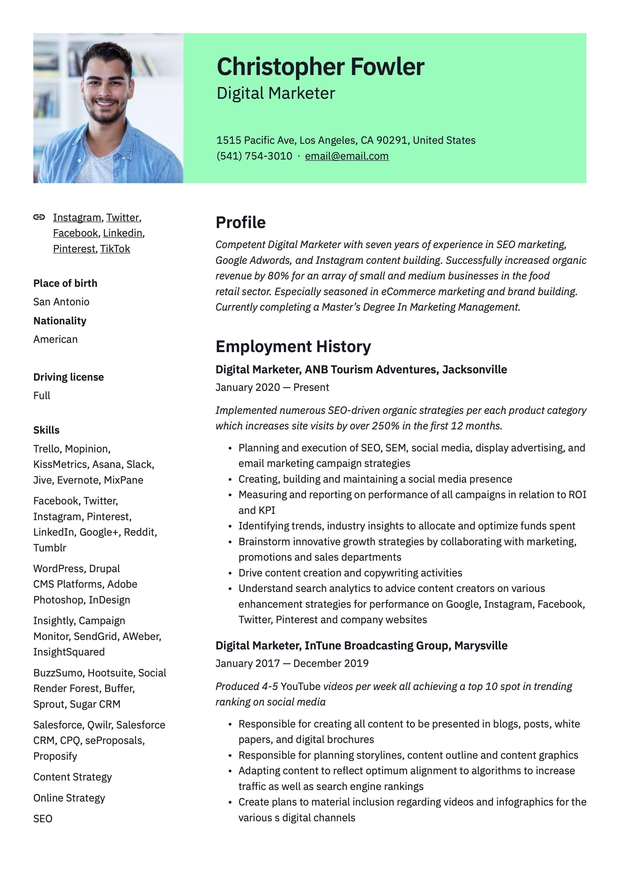 resume template for digital marketing on digital marketer resume example digital marketing resume examples marketing