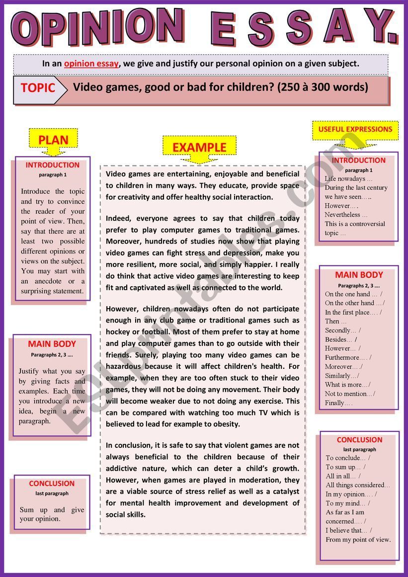 introduction on fast food on opinion essay video games good or bad guided writing example esl worksheet by karagozi essay writing skills opinion essay best essay writing service