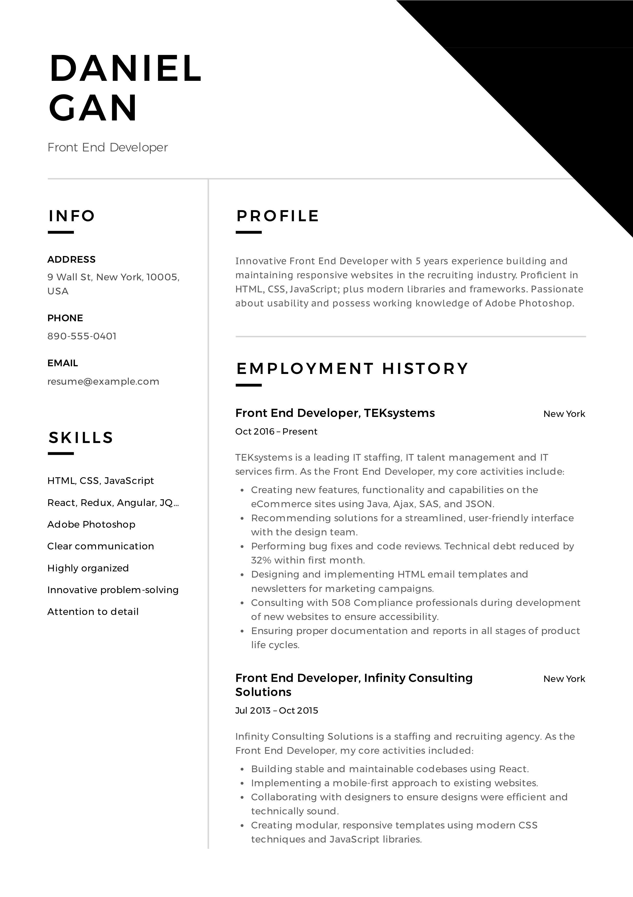front end developer resume template on front end developer resume example resume examples basic resume examples administrative assistant resume