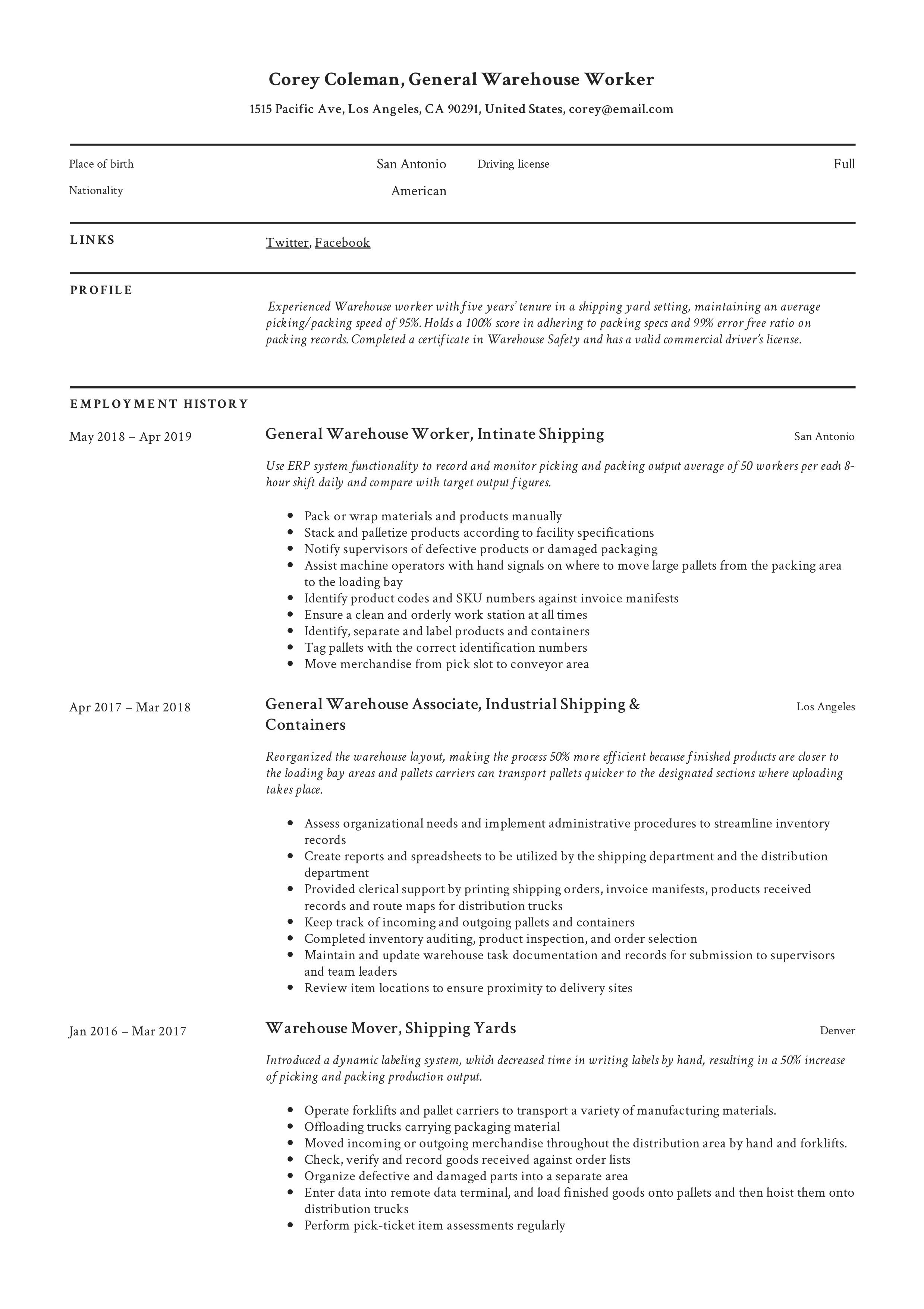 general warehouse worker resume on 12 general warehouse worker resume templates ideas resume templates resume guide resume