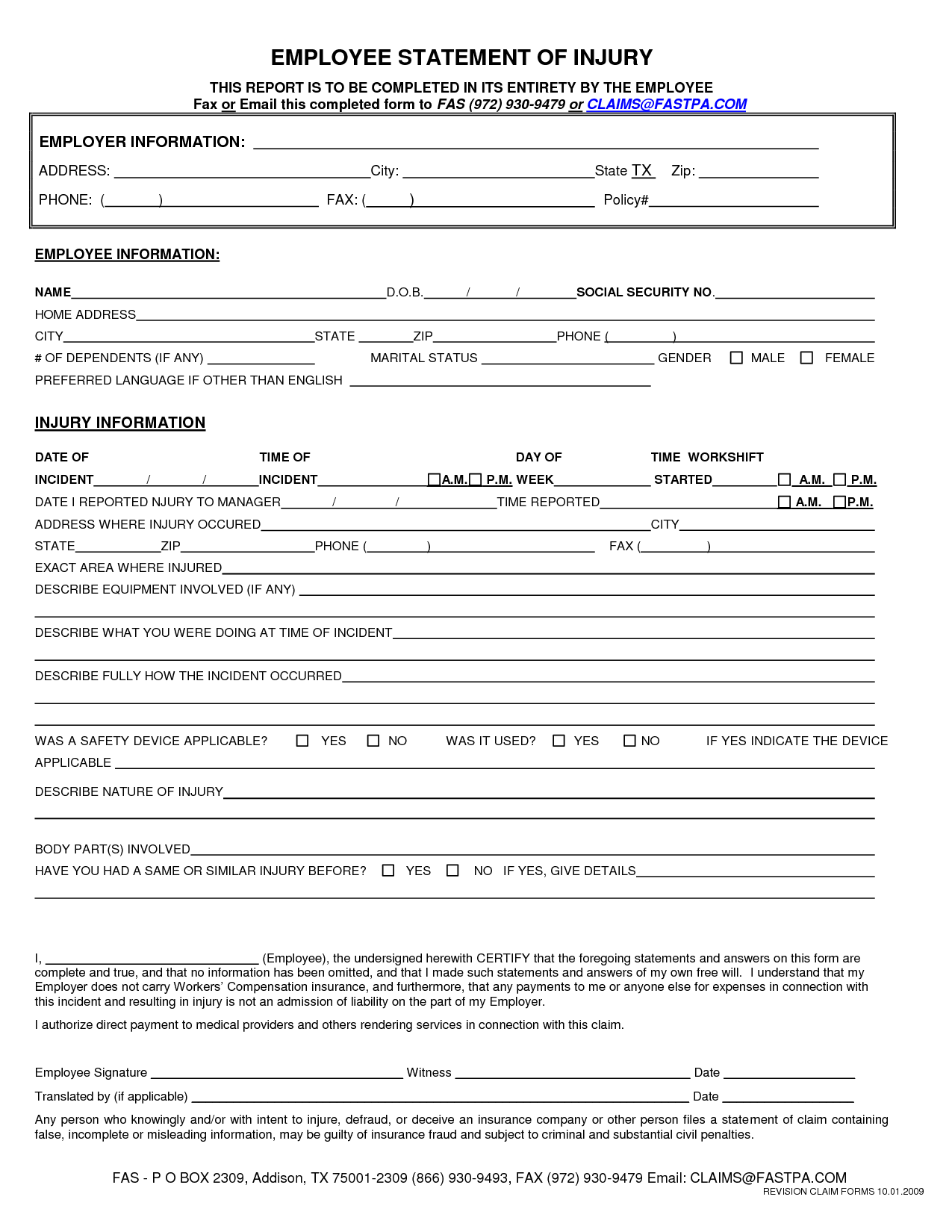 medical billing statements on employee statement of injury employee statement report template injury report templates