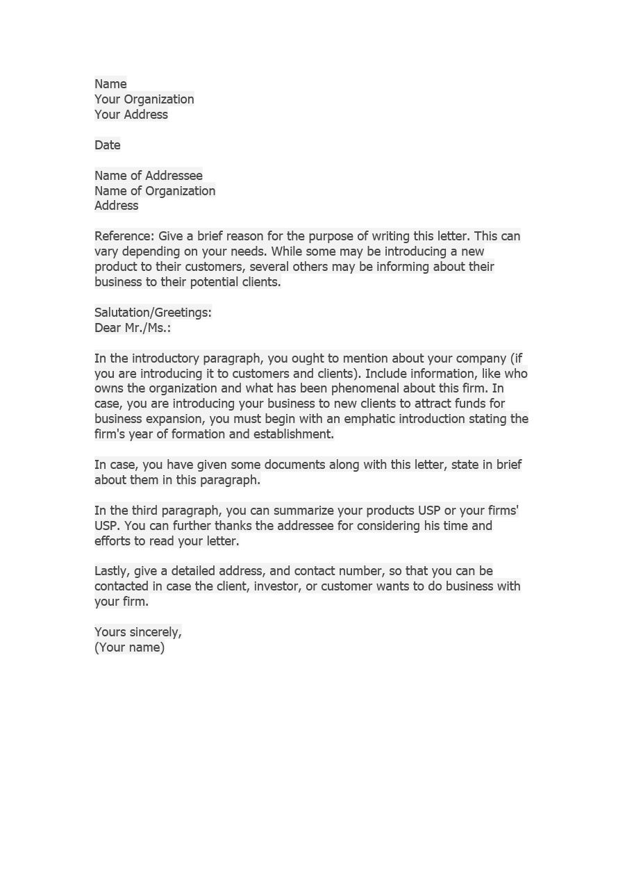 introduction letter for business on the best company introduction letter to potential client sample and pics introduction letter lettering letter templates
