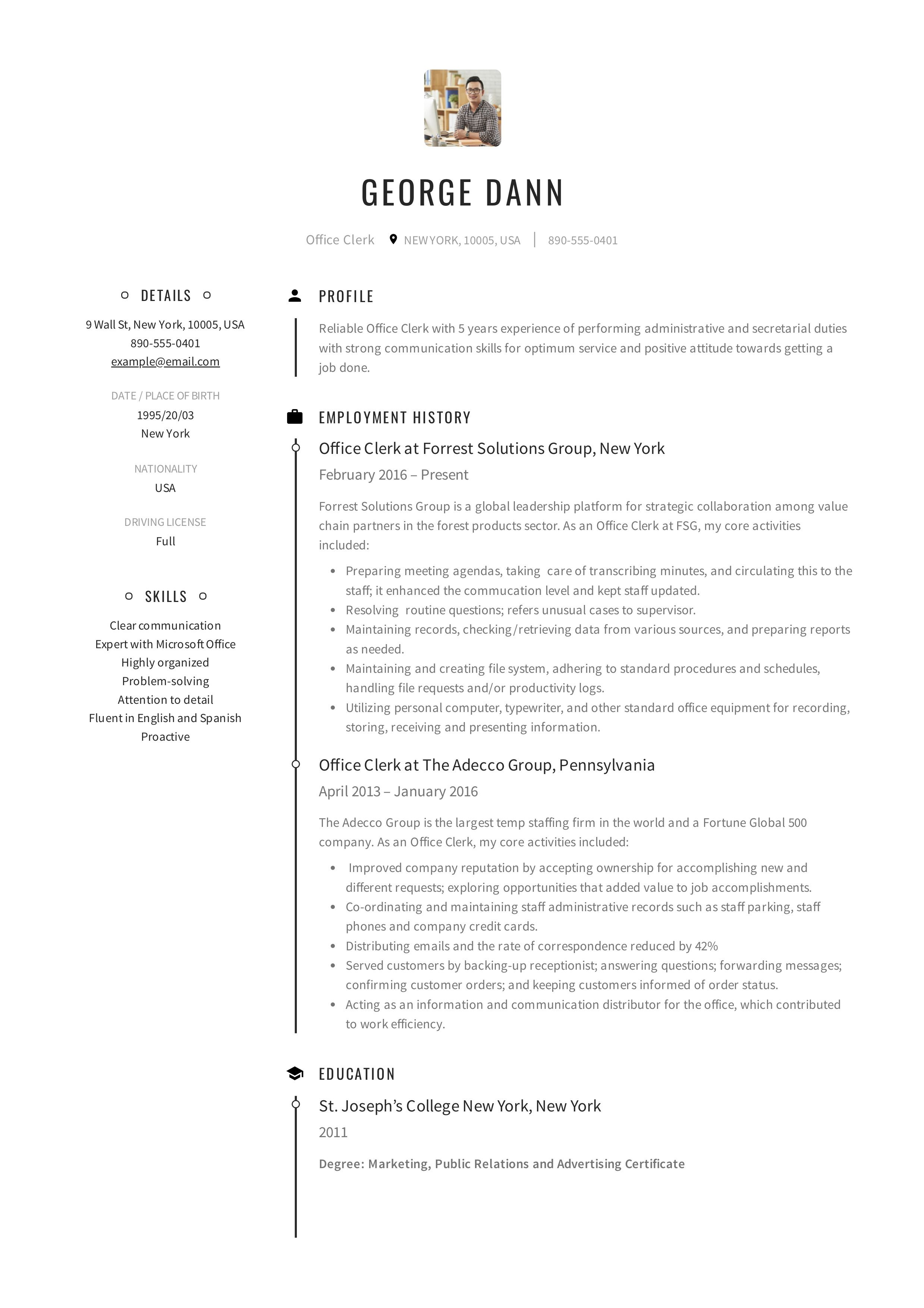 personal banker skills resume on creative office clerk resume resume guide job resume examples resume skills
