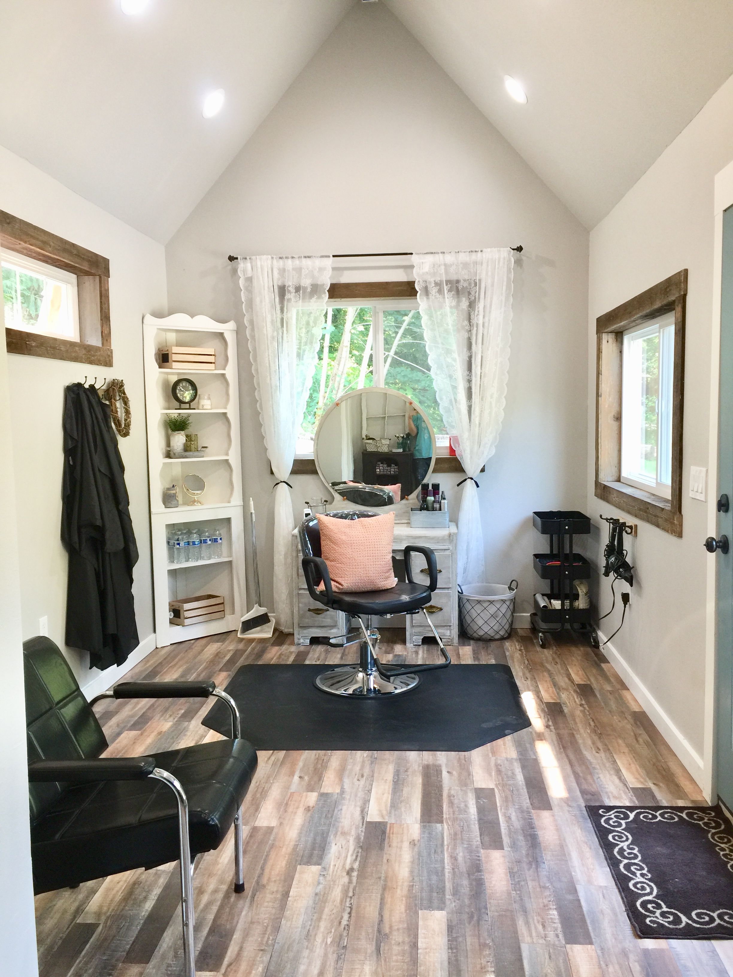 hair stylist that come to your home on 10x20 shed made into a salon farm house salon home hair salons salon suites decor beauty salon decor