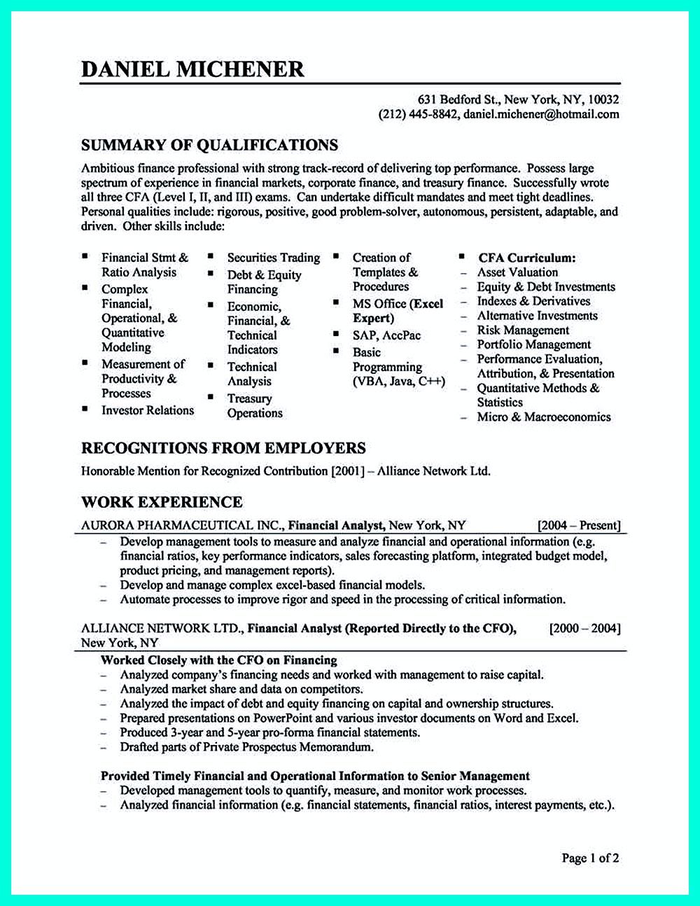 financial advisor profile sample on cool credit analyst resume example from professional good objective for resume sample resume templates job resume samples