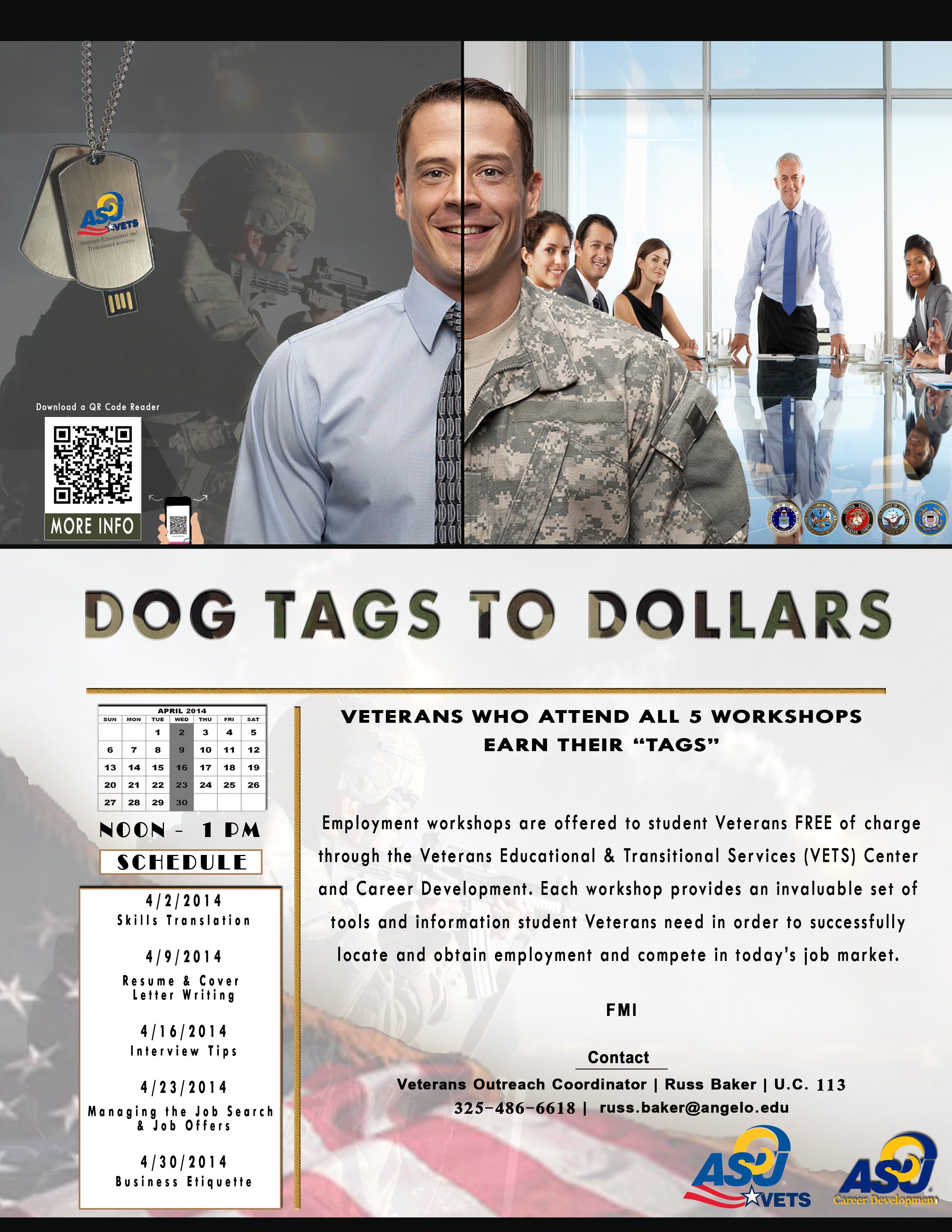 civilian military careers on dog tags to dollars veterans transition program to the civilian world that was put together by the vet career development angelo state university angelo state