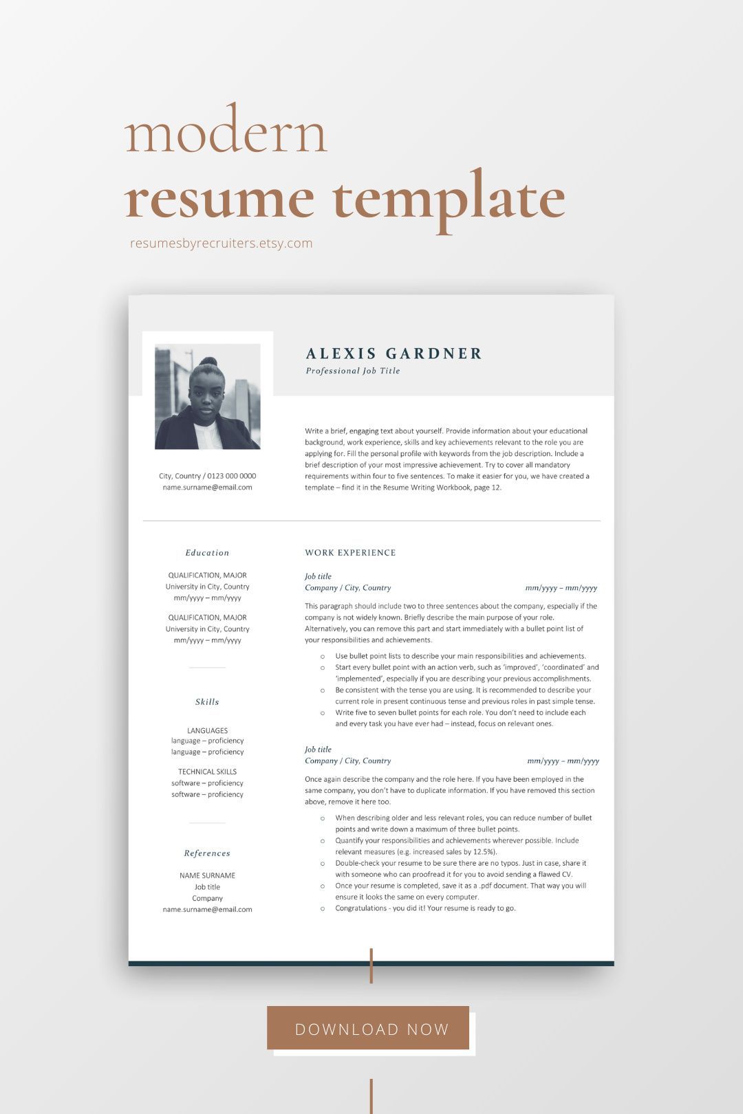 cv publication format on elegant resume template with photo instant download cv etsy resume design inspiration resume design creative modern resume design