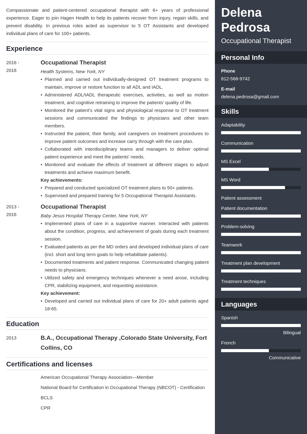 pediatric occupational therapist resume on occupational therapy resume example template enfold resume examples job resume examples resume skills