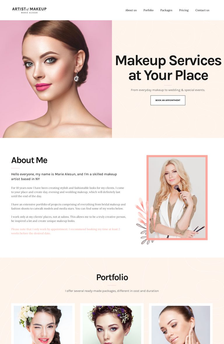 makeup artist website on rose gold website