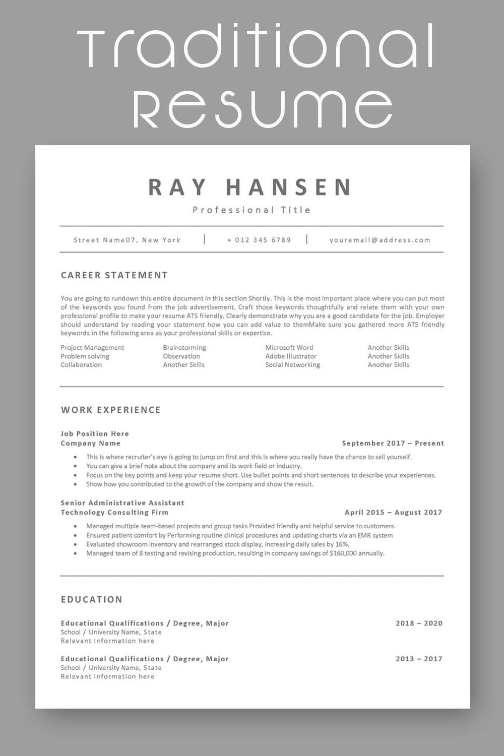 applicant tracking system resume test on ats compatible resume template applicant tracking system friendly curriculum vitae one column cv word resume template resume template word resume design template