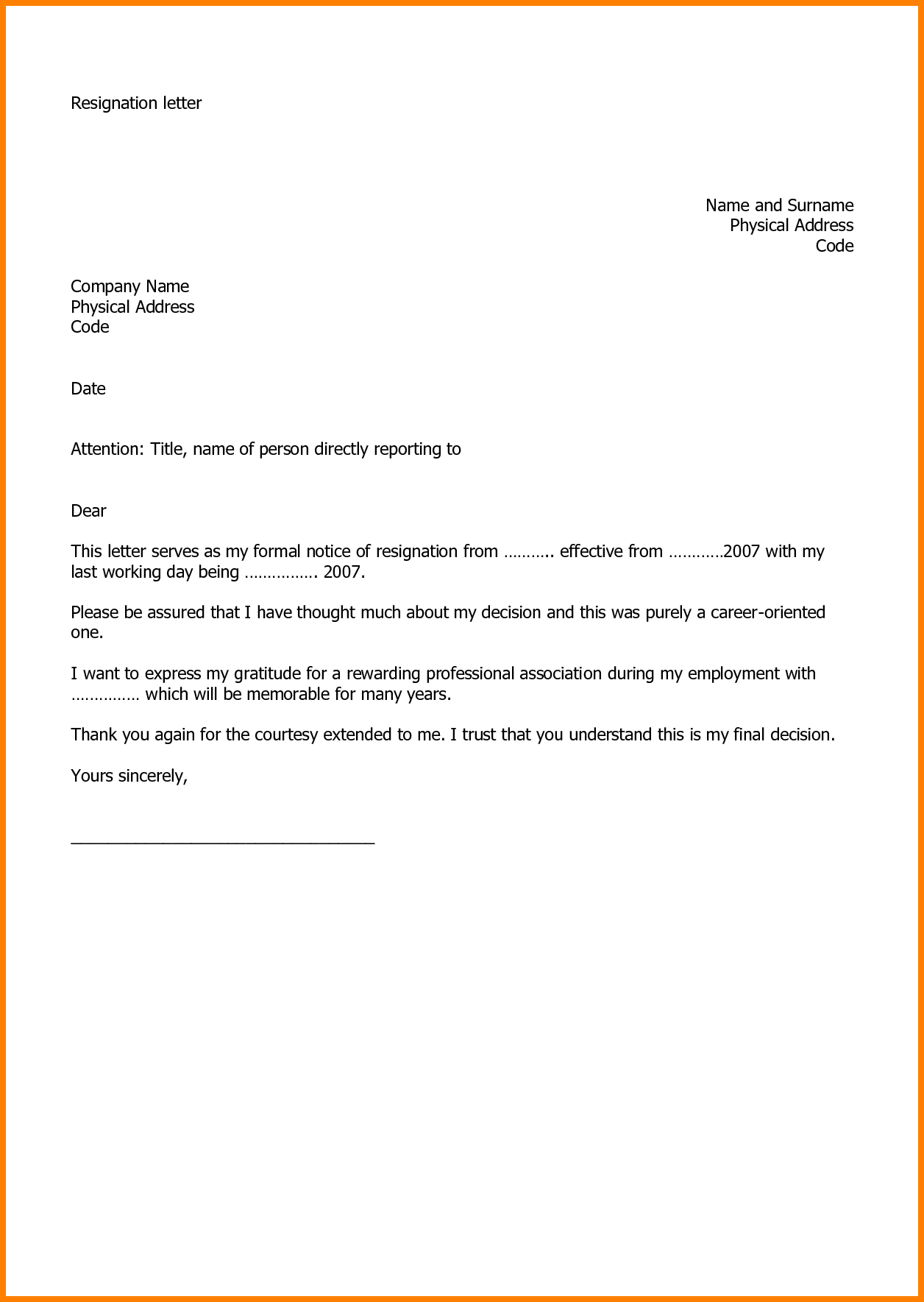 job letter resignation letter sample employee resignation letter template of professional letter on job letter resignation letter sample employee resignation letter