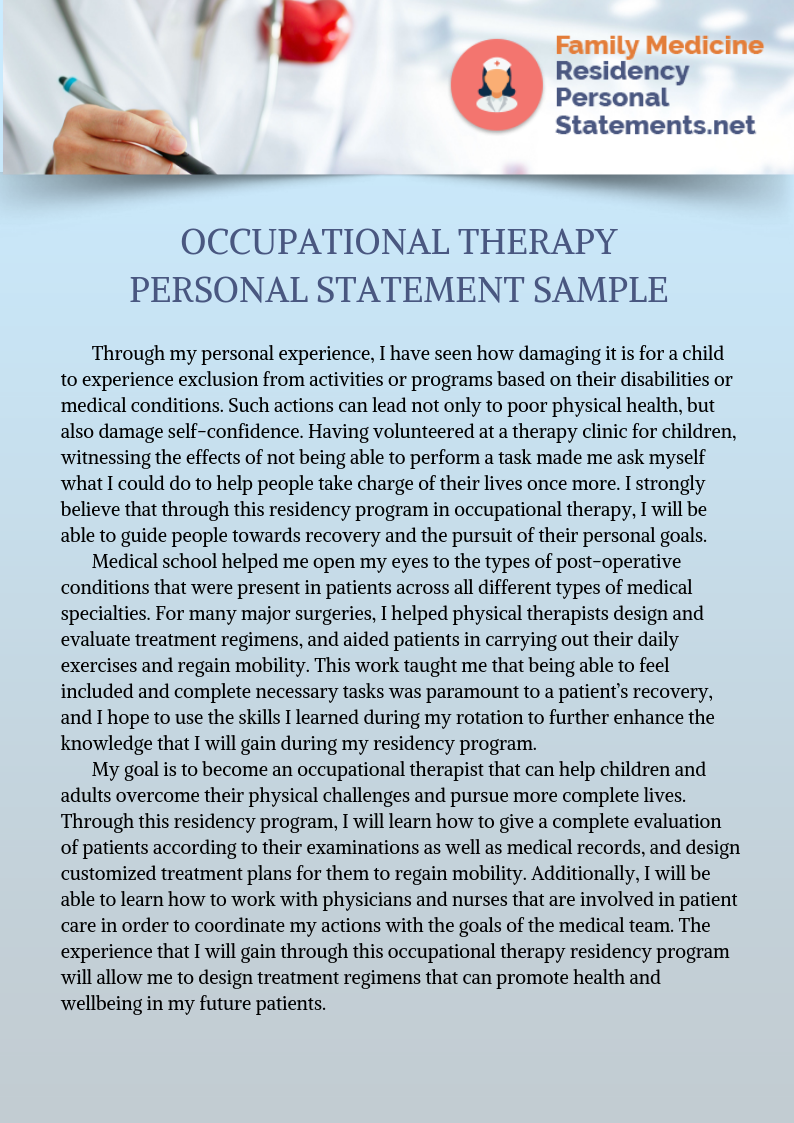 masters in occupational therapy online on professional occupational therapy personal statement writing personal statement grad school personal statement occupational therapy