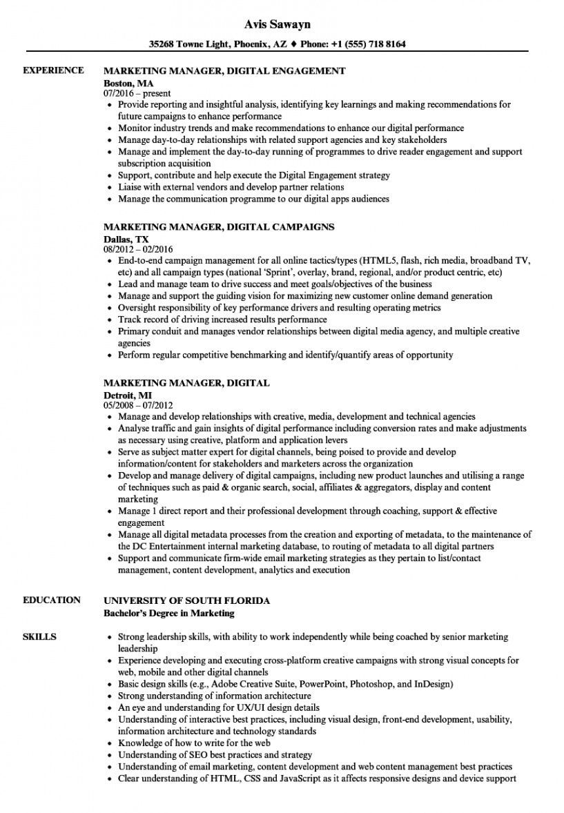 sales and marketing resume sample pdf on digital marketing resume template pdf in 2021 resume examples marketing resume job resume samples