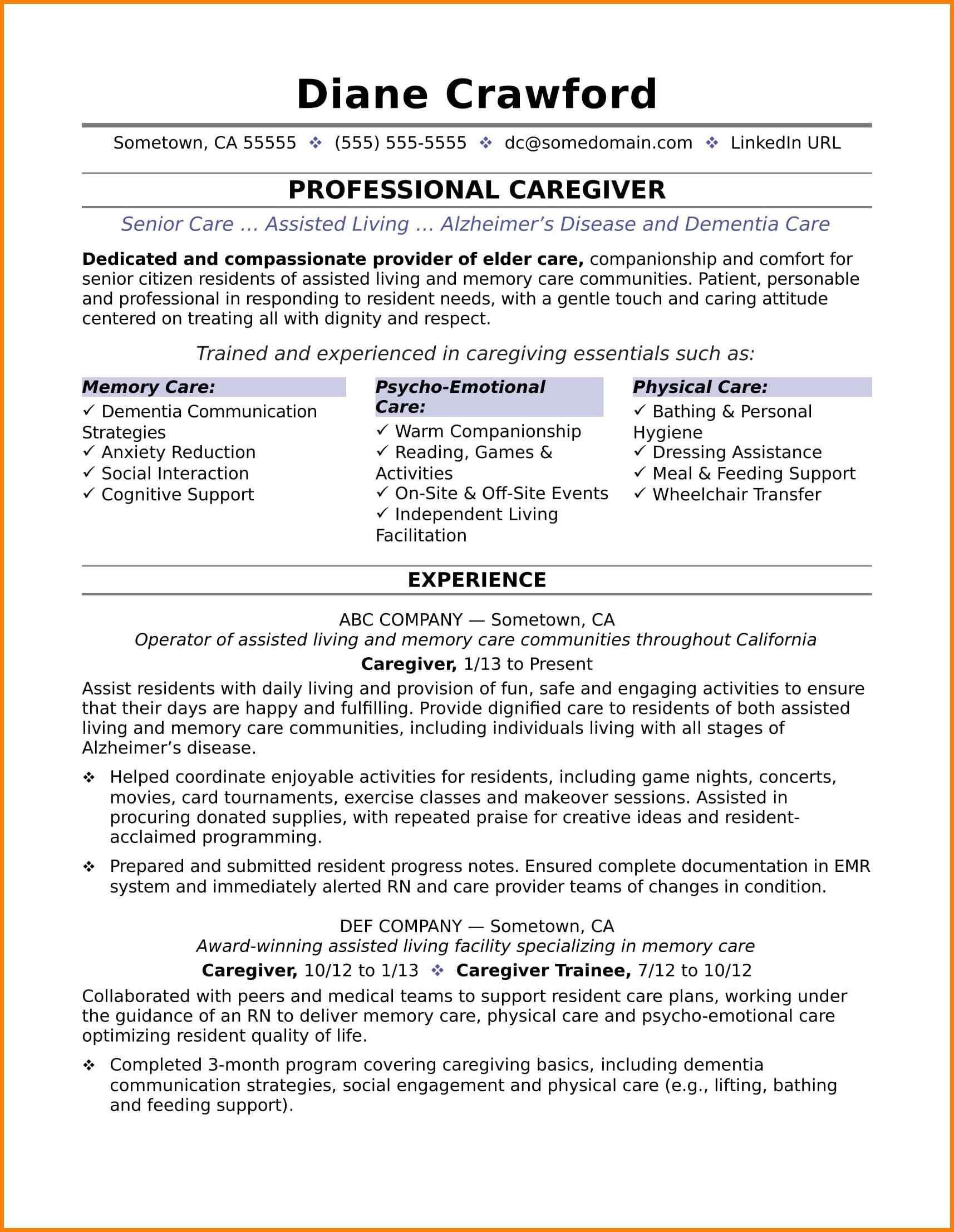 personal caregiver resume sample on caregiver resume samples caregiver resume samples eyegrabbing caregiver resumes samples livecareer after reviewing caregiver resume samples you will notice t