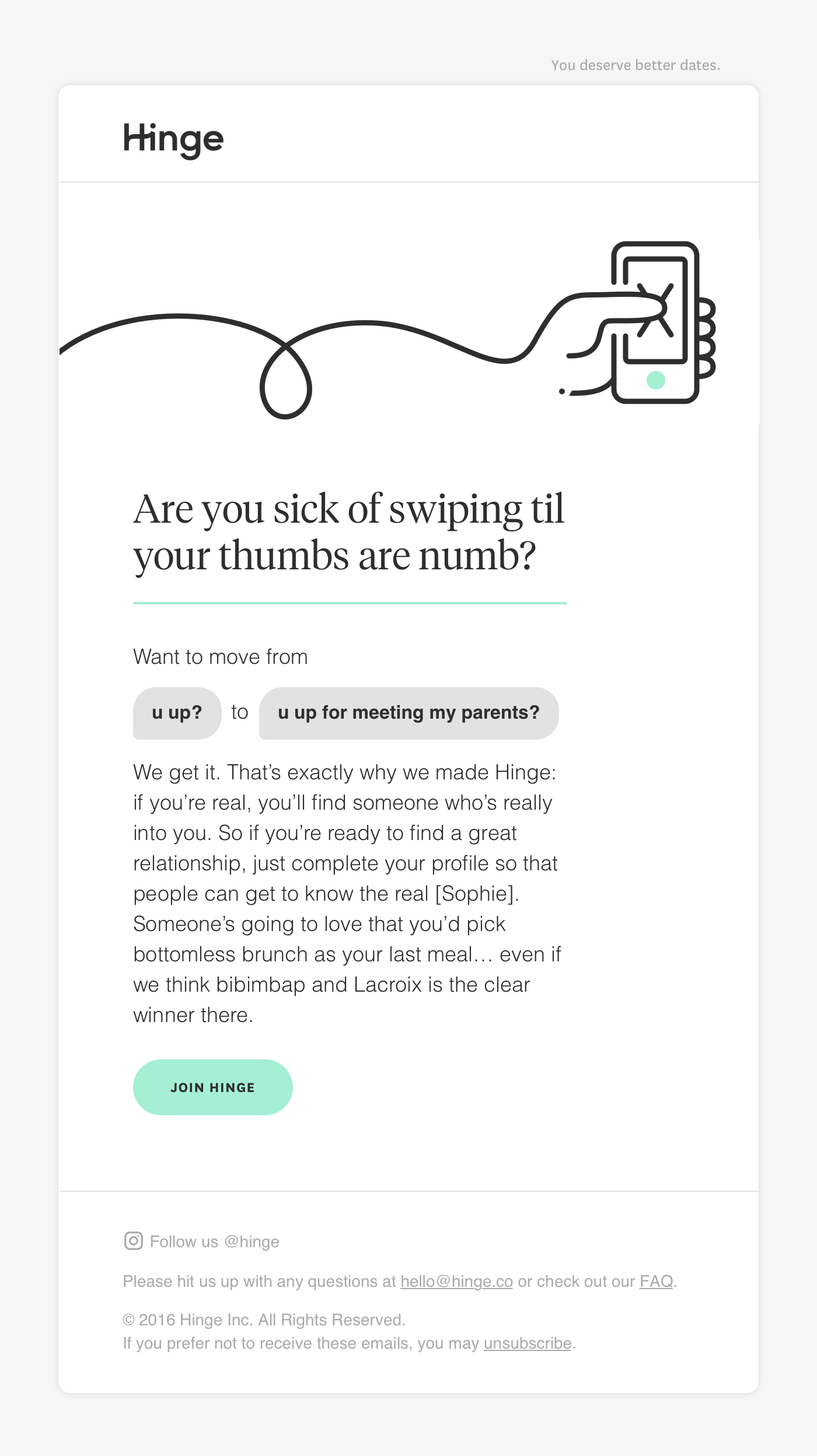 incomplete signup email from hinge emaildesign designinspiration incomplete incompletereg email marketing design email design newsletter design templates meeting follow up email on incomplete signup email from hinge emaildesign designinspiration incomplete incompletereg email marketing design email design newsletter design templates