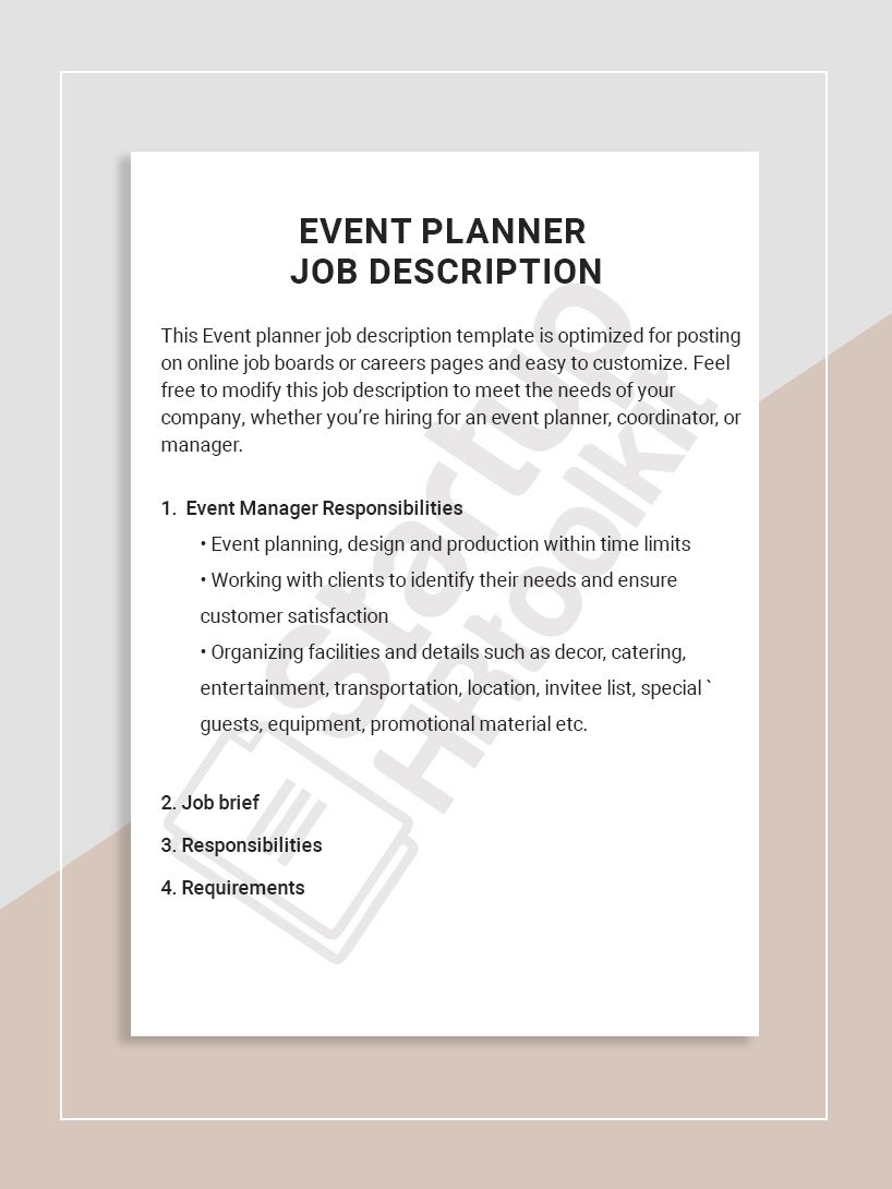 special events coordinator on event planner job description job description template job description job board