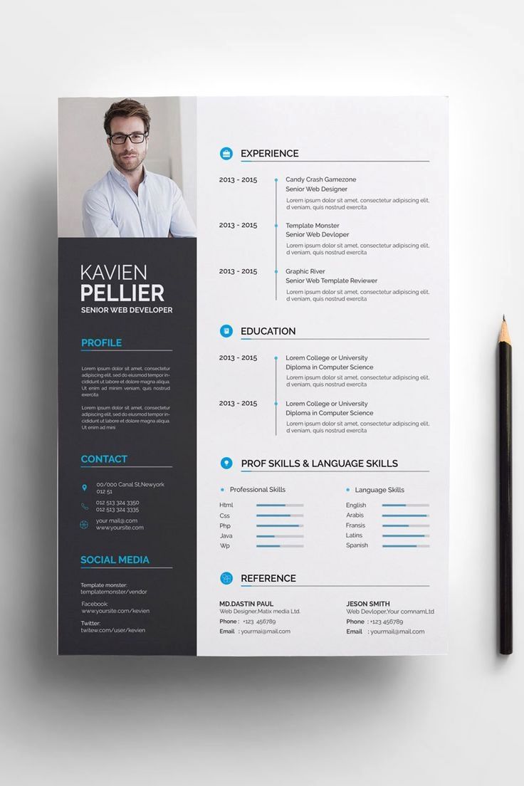 two page resume template on clean and creative kavien pellier resume template 71008 cv kreatif desain resume desain cv