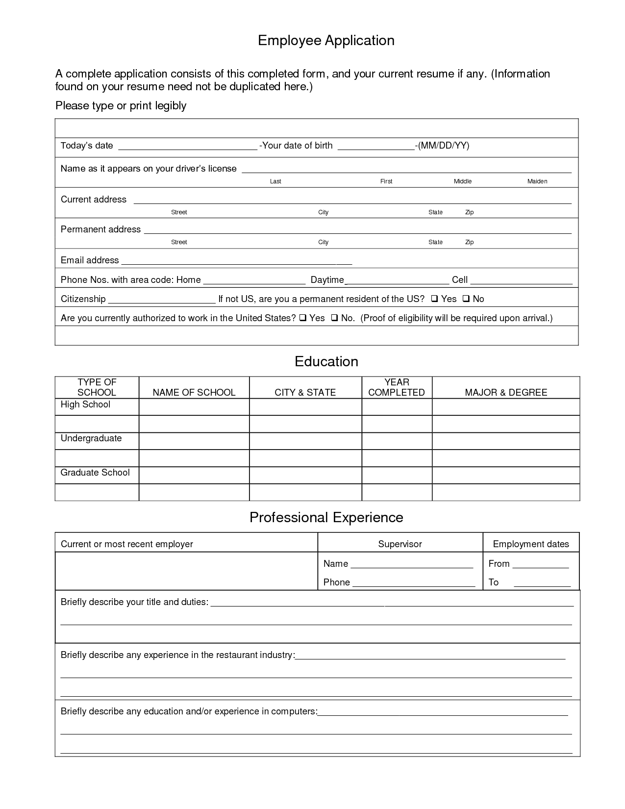 work application template on sample employment application restaurant by goq19818 employment application job application form job application template