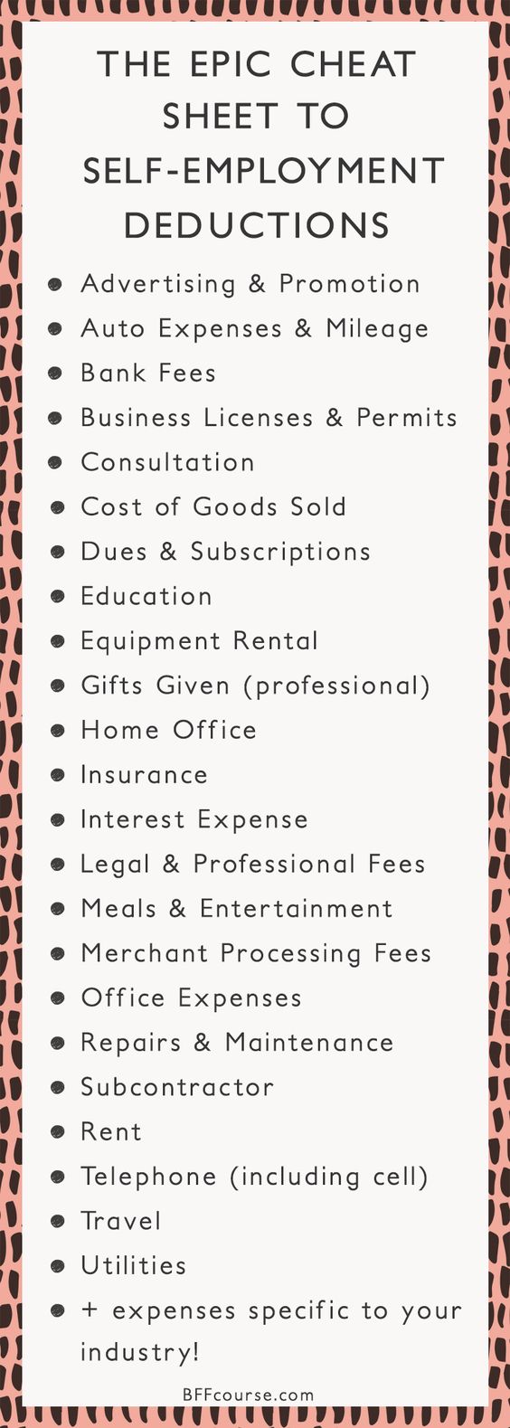self employed and employed at the same time tax on the epic cheatsheet to deductions for the self employed business tax business finance business tips